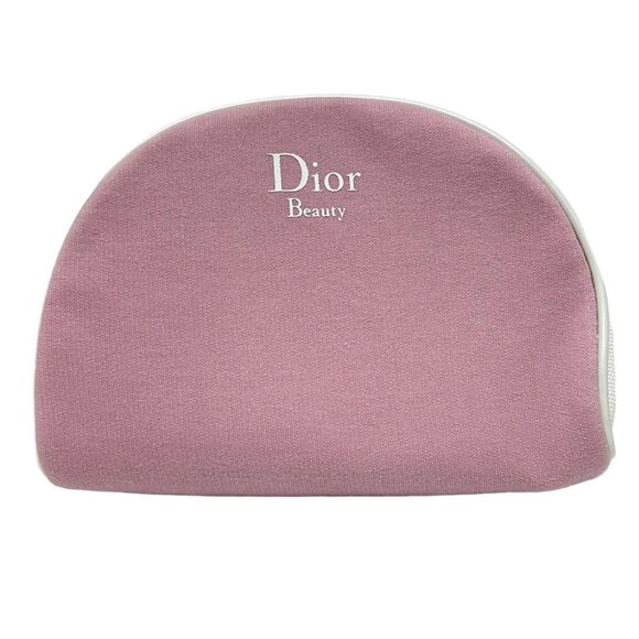 Dior Beauty - Pink White Cotton Canvas Leather Pouch - Picture 1 of 6